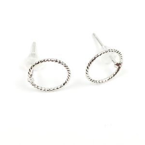 Minimalist Silver Circle Rope Earrings